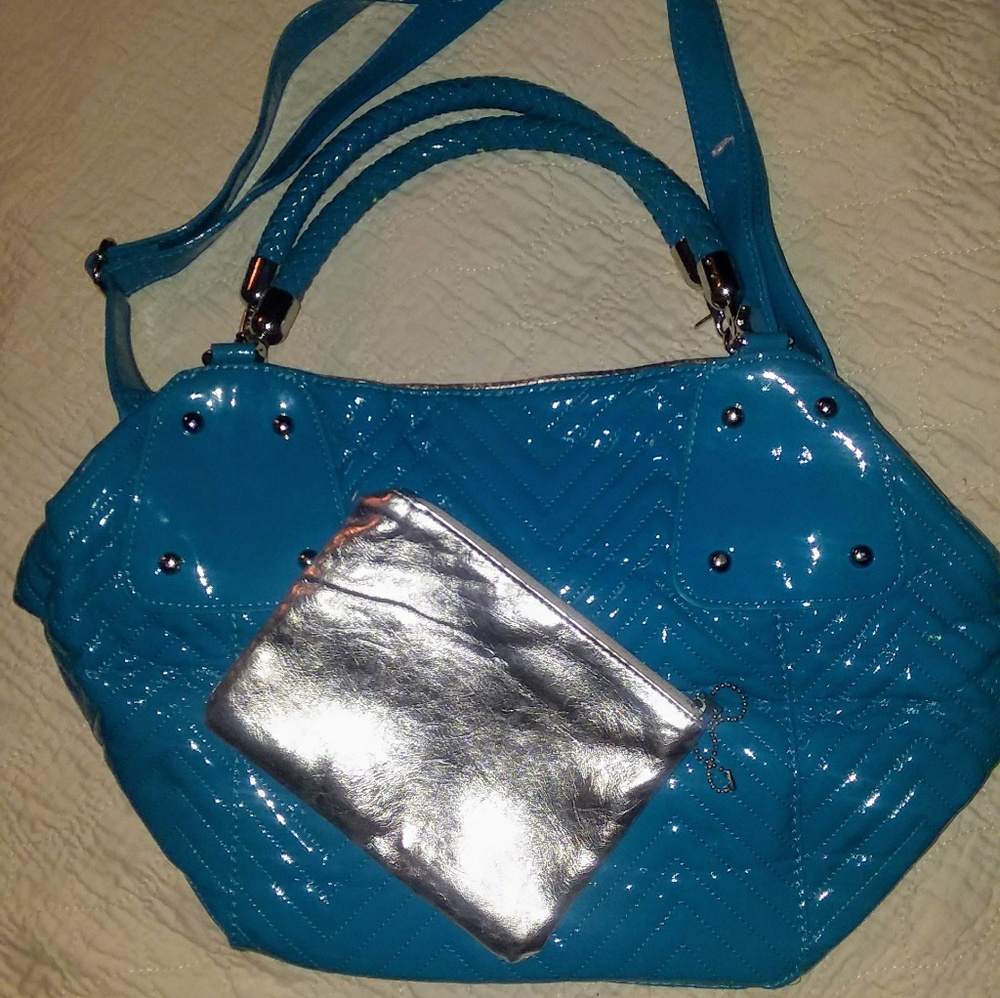 Big Buddha bright blue bag w/cosmetic bag